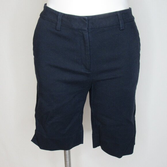 J. Jill Blue Essential Cotton Strech Bermuda Walking Shorts 10" Women's 4 - Picture 1 of 9